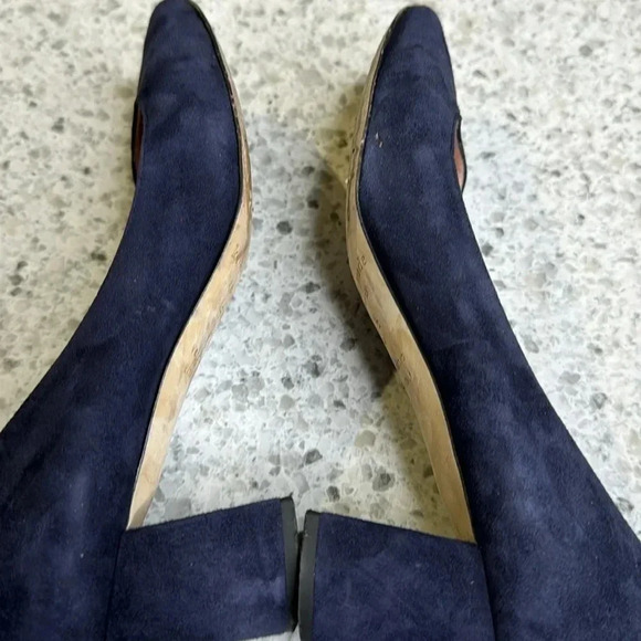 Kate Spade Heels Kylah Pumps Blue Suede Block Heeled Square Toe Size 6 1/2m - Picture 6 of 6